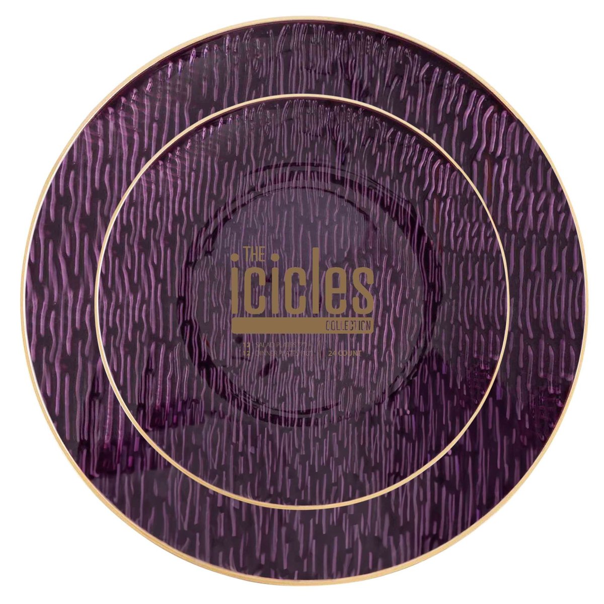 Icicles Gold Rim Plates Combo 7" + 10" - Purple (BST-4572)