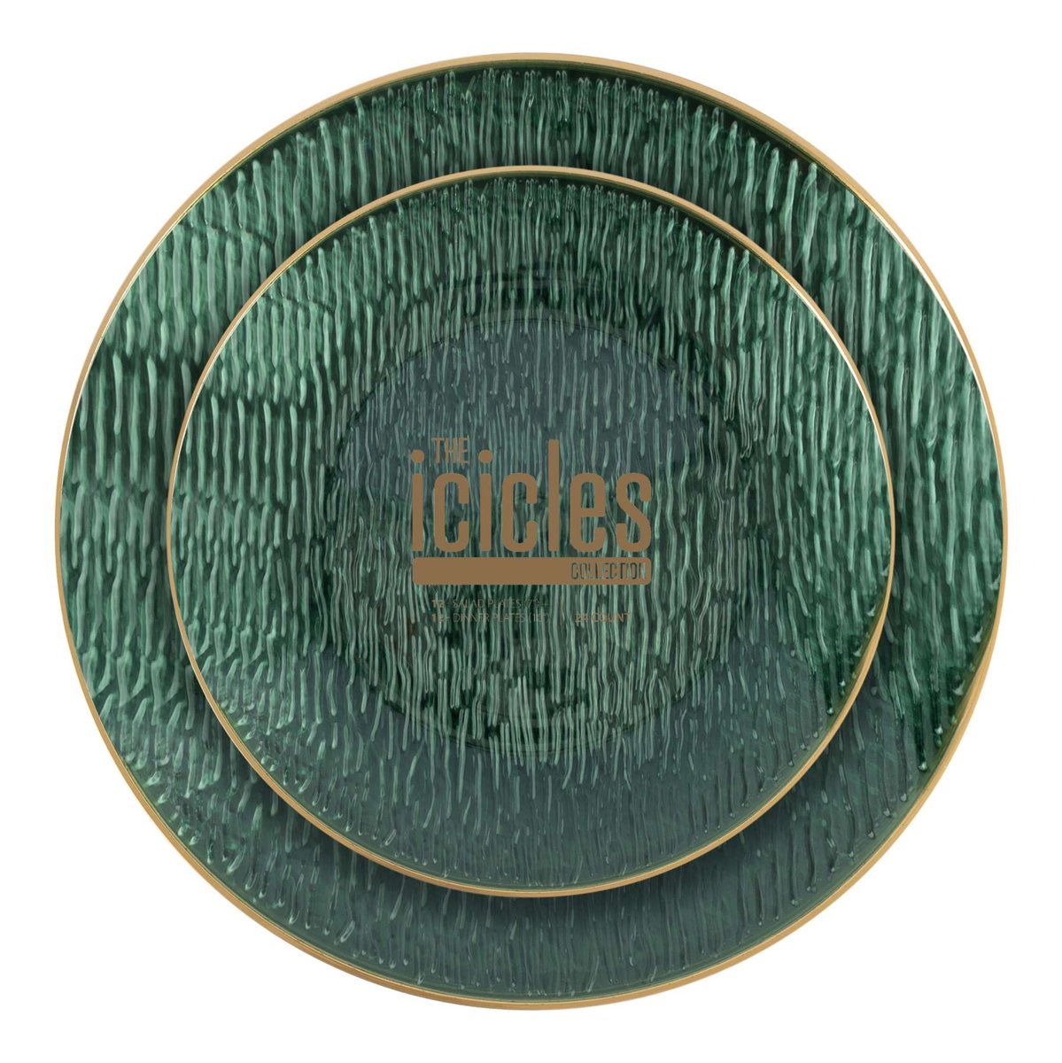 Icicles Gold Rim Plates Combo 7" + 10" - Green (BST-4569)
