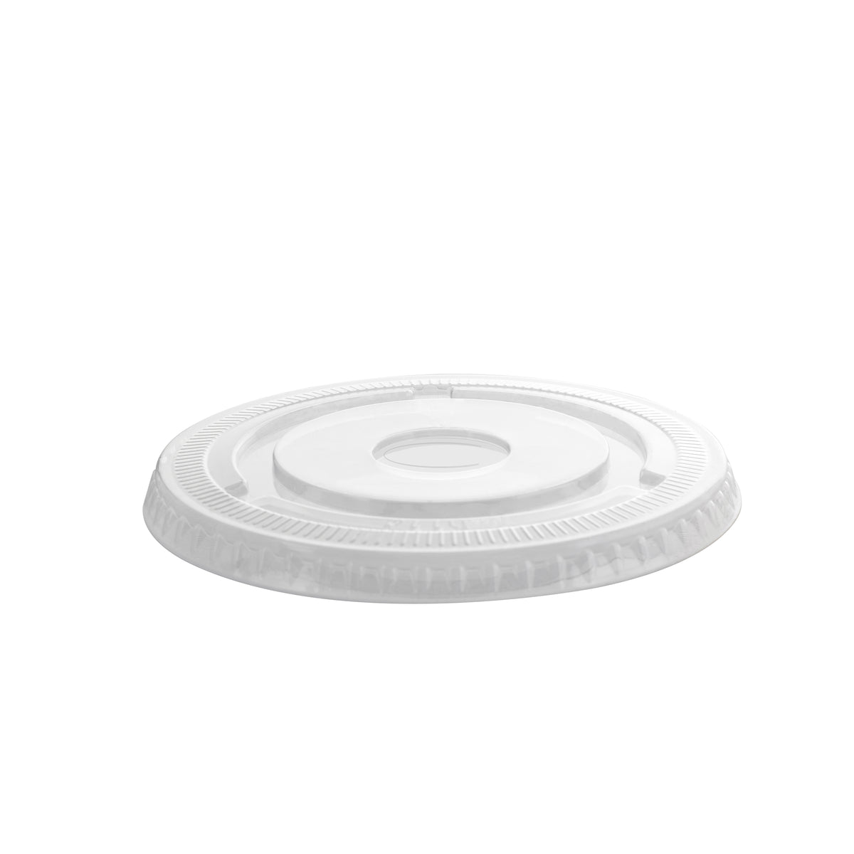 Fits 12-24 oz. PET Flat Lid w/ C-Straw Hole (98 mm), Clear — Case of 1000 (Item 3198FLC)
