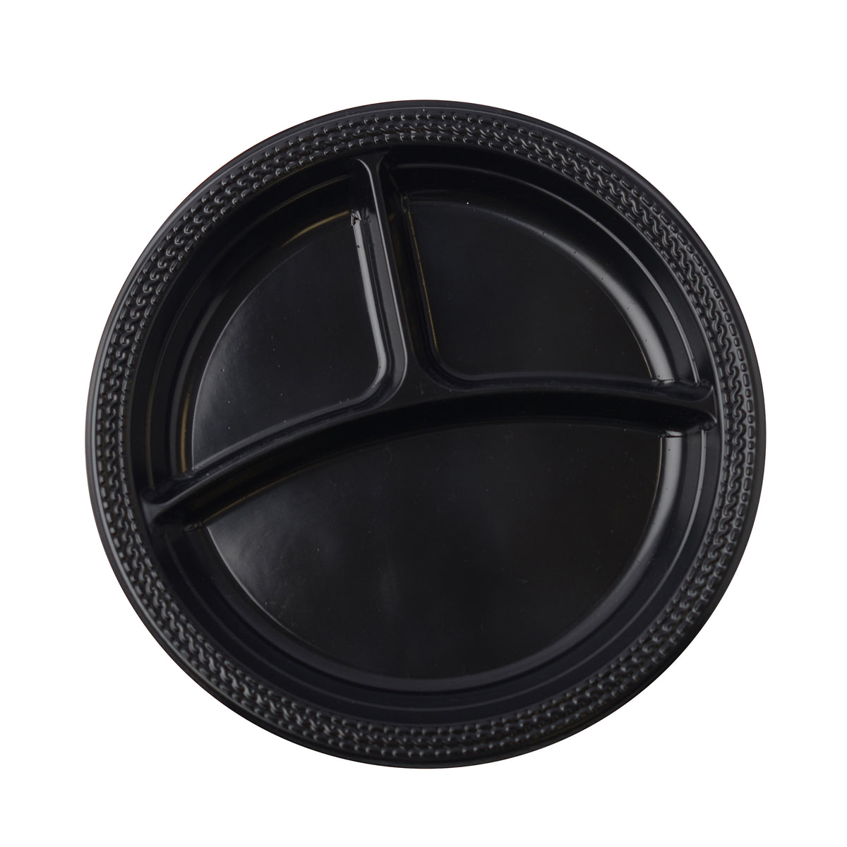 10'' Round 3 Section Plate, Polypropylene, Black — Case of 400 (Item 17RP10S3PP.BK)