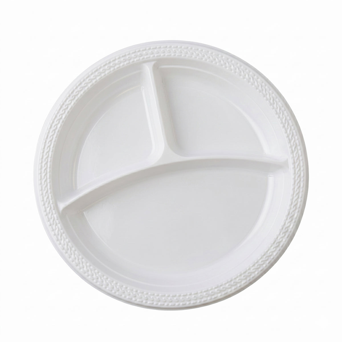 10'' Round 3 Section Plate, Polypropylene, White — Case of 400 (Item 17RP10S3PP.WH)