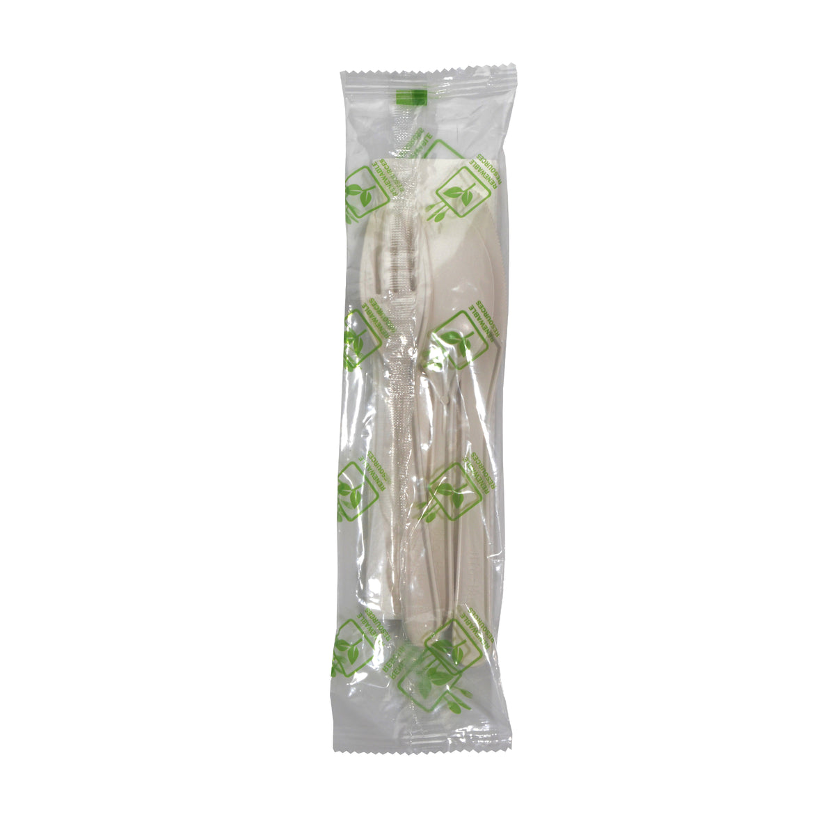 Wrapped Cutlery Kit F,S,K, w/ Napkin PSM, White — Case of 250 (Item 42CKFSKPSM.WH)