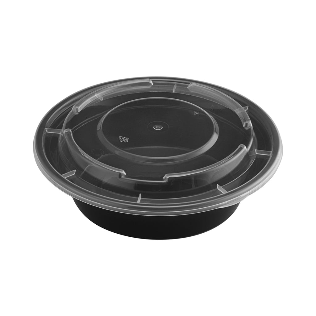 16 oz. Round Bowl w/ Lid, PP, Black/Clear (Item 17CPRB16)