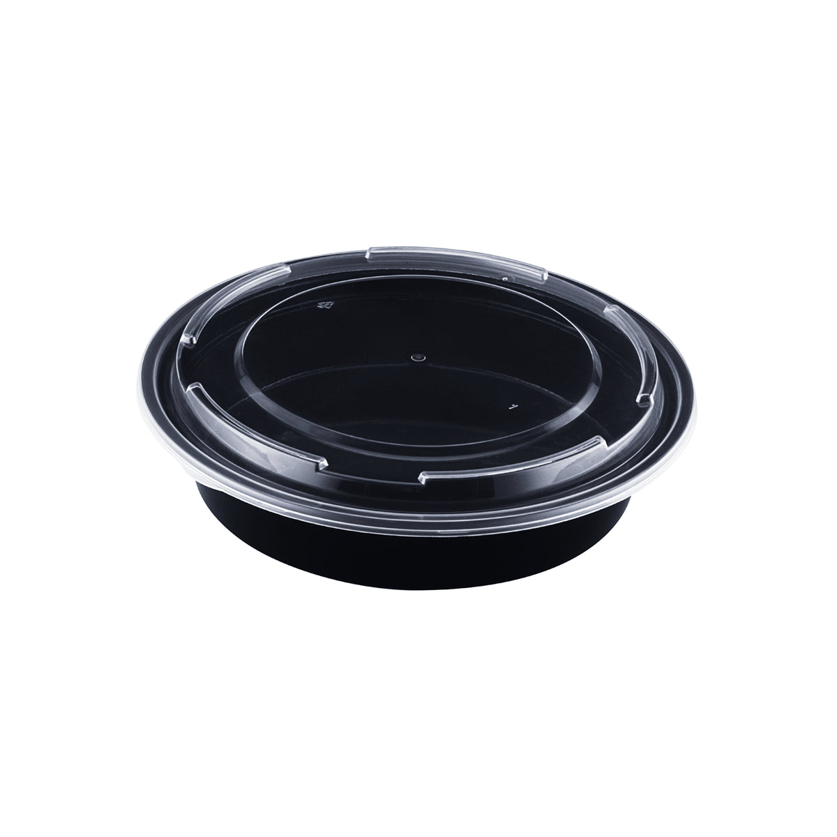 48 oz. Round Bowl w/ Lid, PP, Black/Clear (Item 17CPRB48)