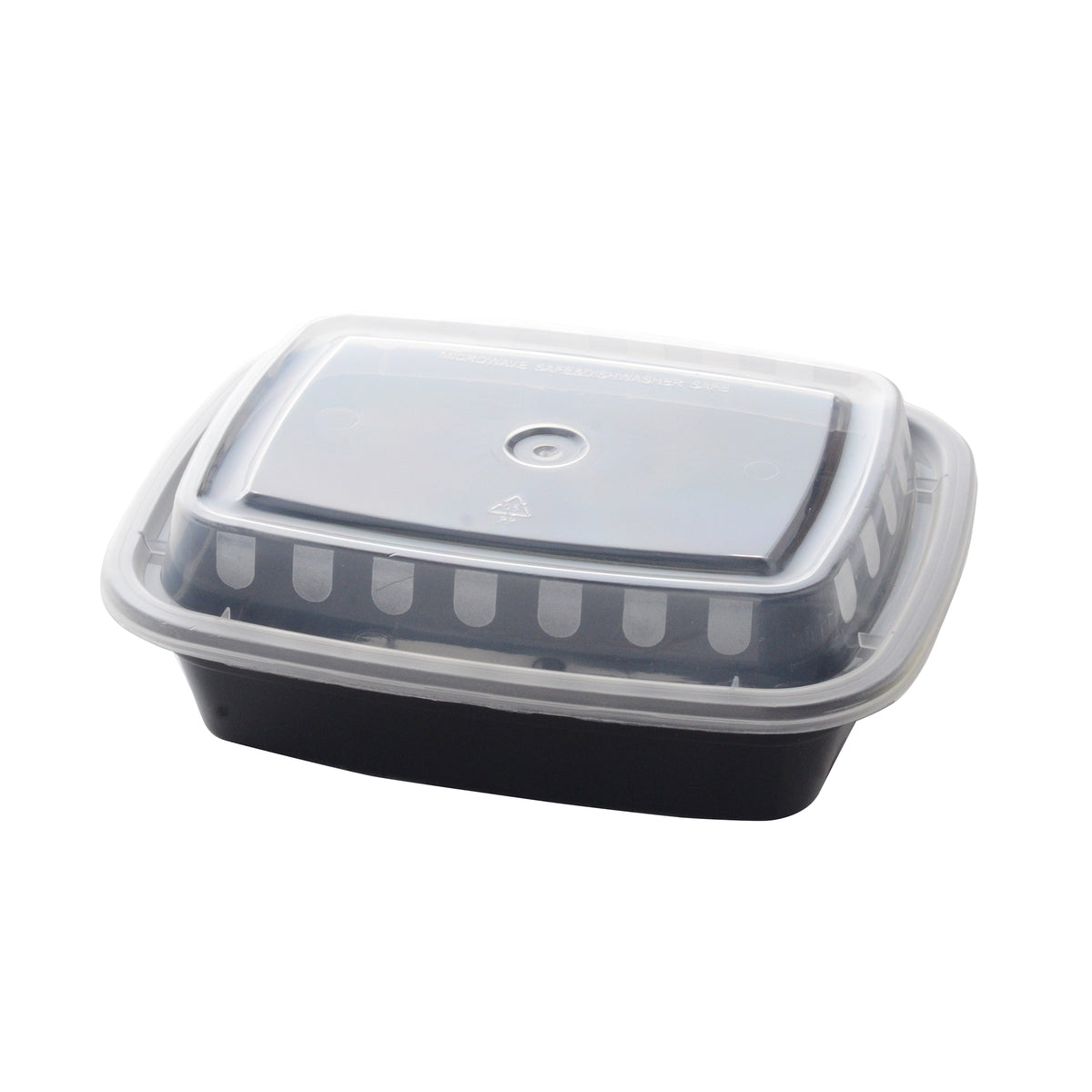 12 oz. Rectangular Bowl w/ Lid, PP - E Series, Black/Clear (Item 17CPRCB12)