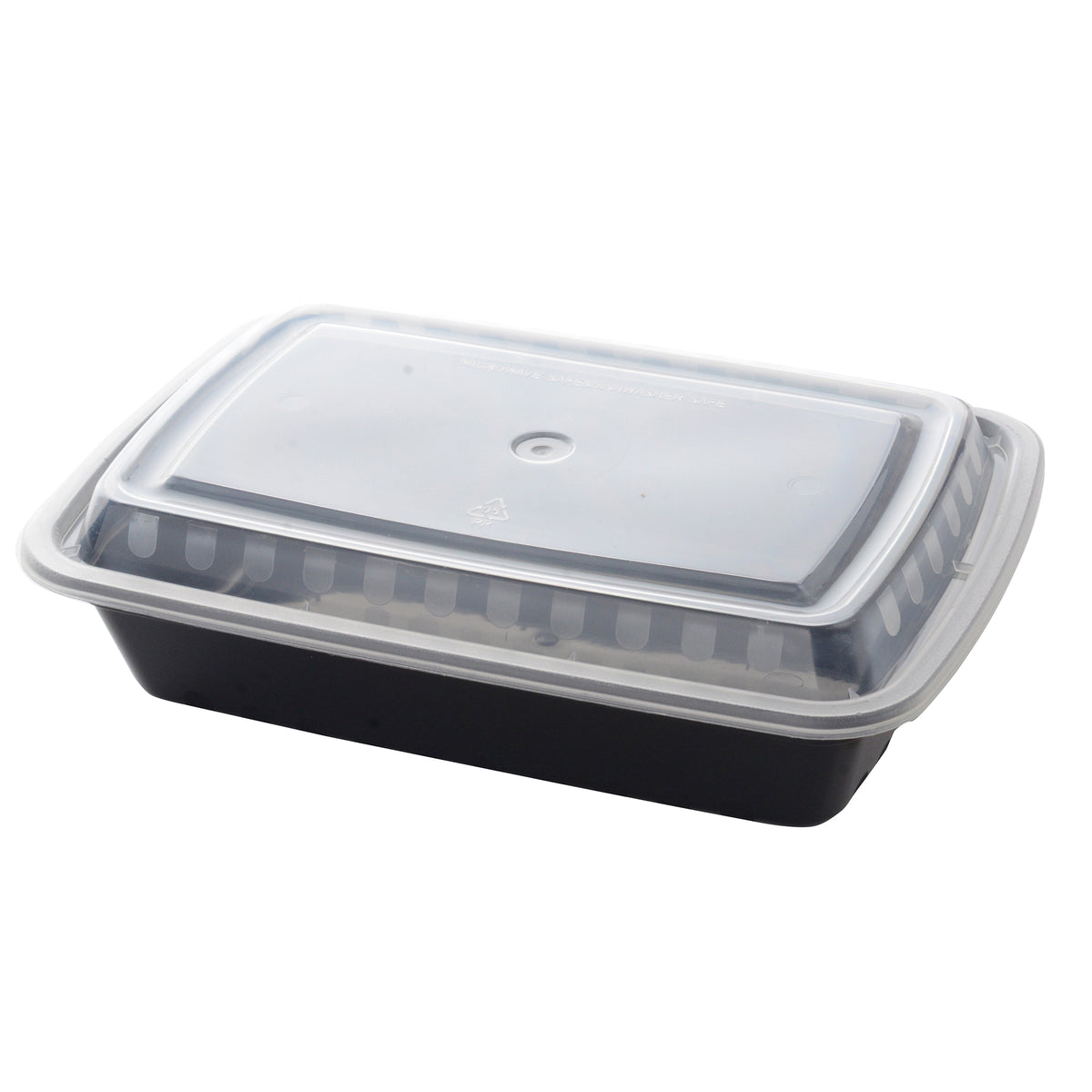 32 oz. Rectangular Bowl w/ Lid, PP - E Series, Black/Clear (Item 17CPRCB32)