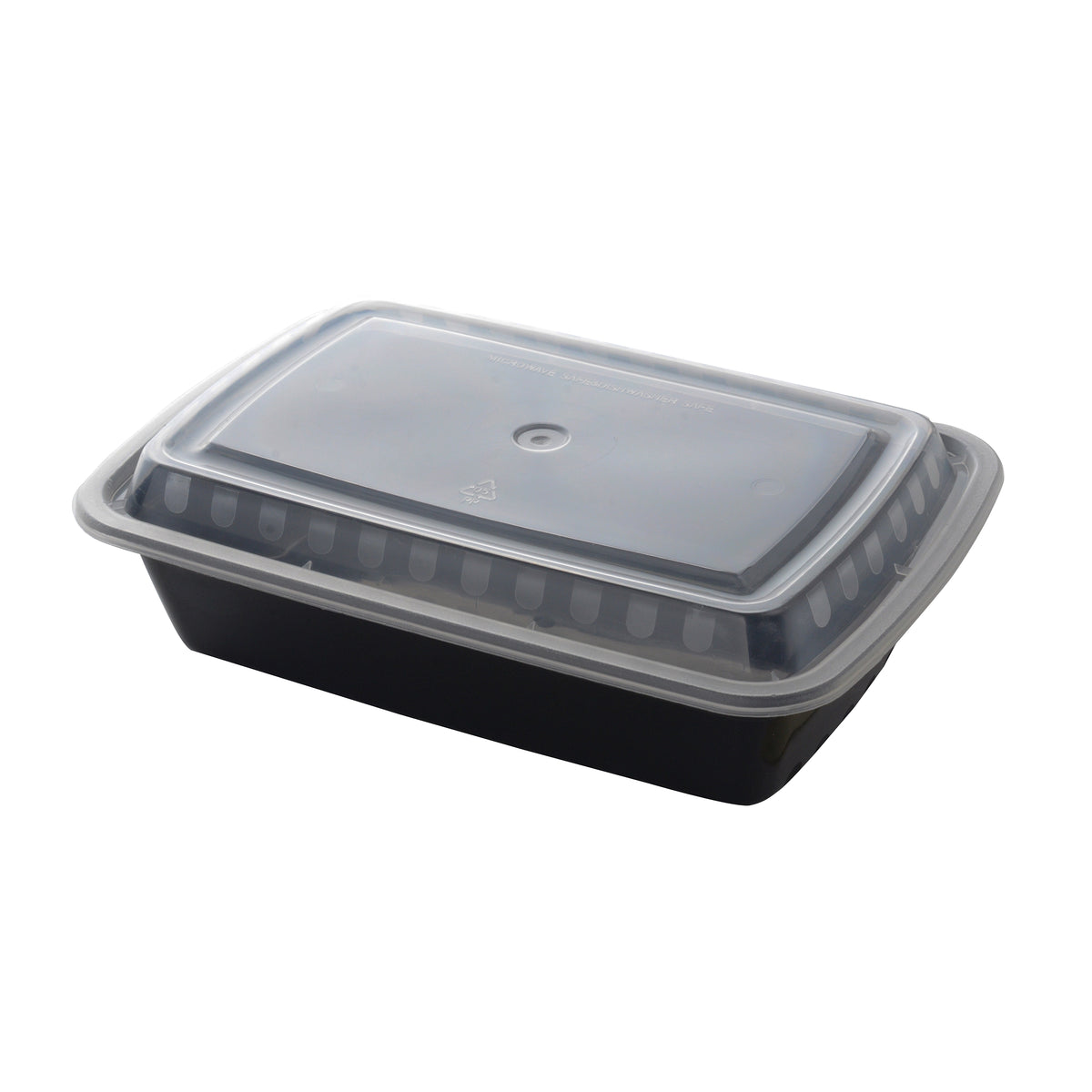 38 oz. Rectangular Bowl w/ Lid, PP - E Series, Black/Clear (Item 17CPRCB38)