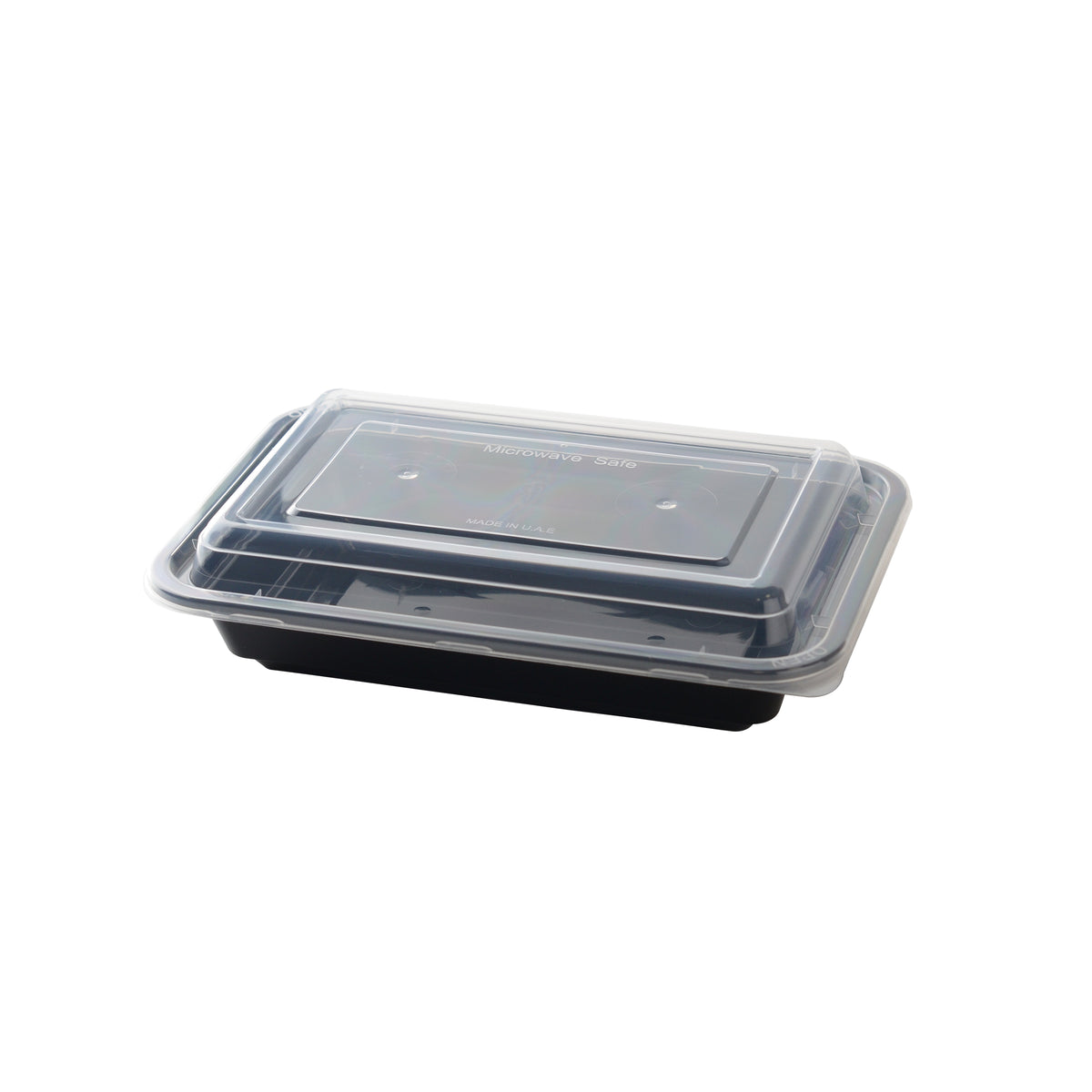 16 oz. Rectangular Bowl w/ Lid, PP, Black/Clear (Item 17CPRCB16)