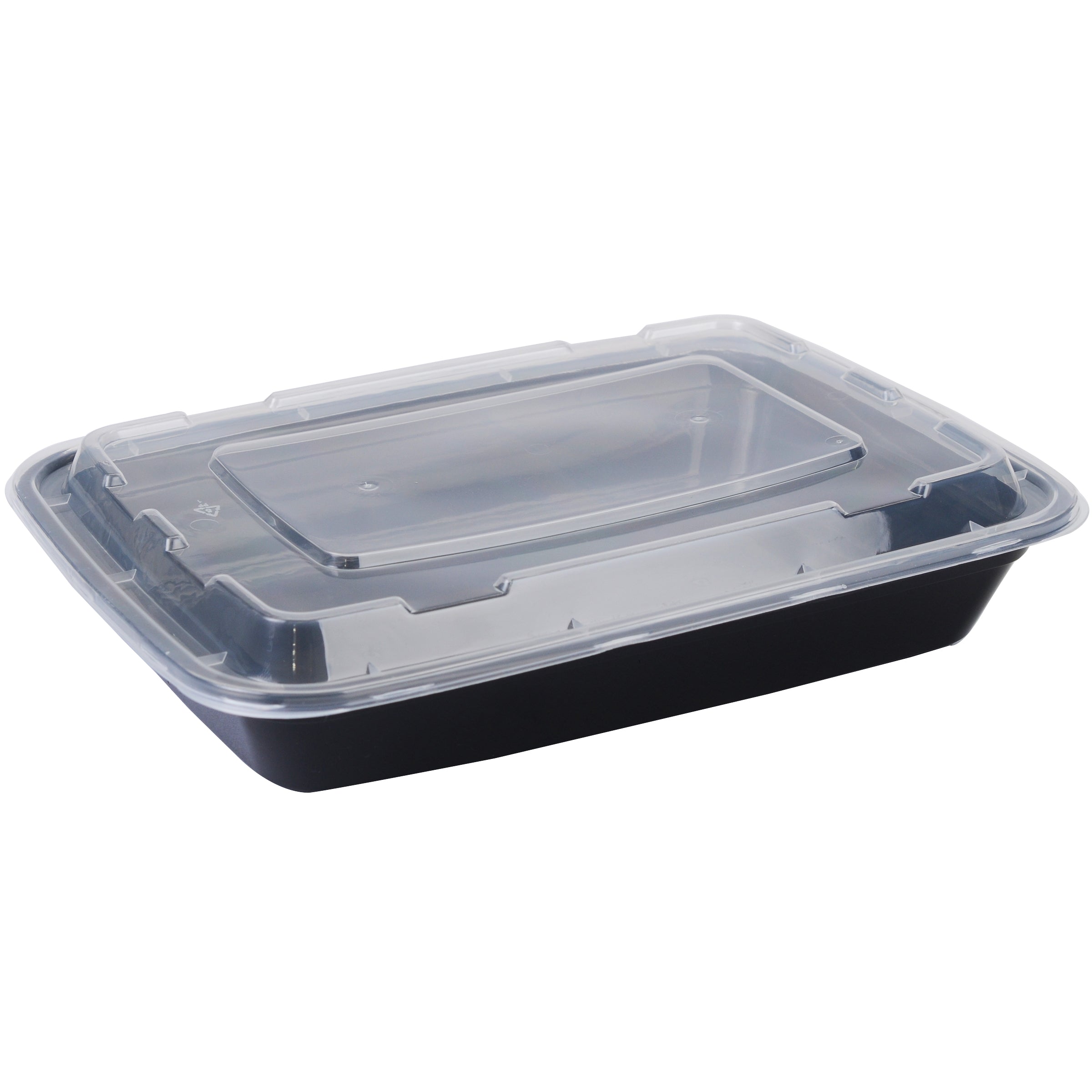 58 oz Microwavable Rectangular Black Bowl with Clear Lid 17CPRCB58