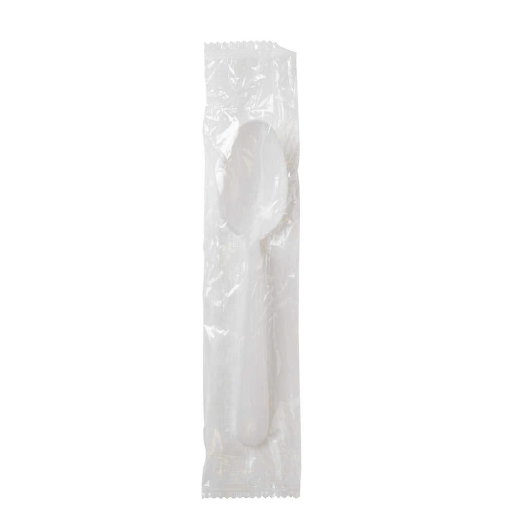 6" SPOON INDIVIDUALLY WRAPPED, PP BLACK, WHITE