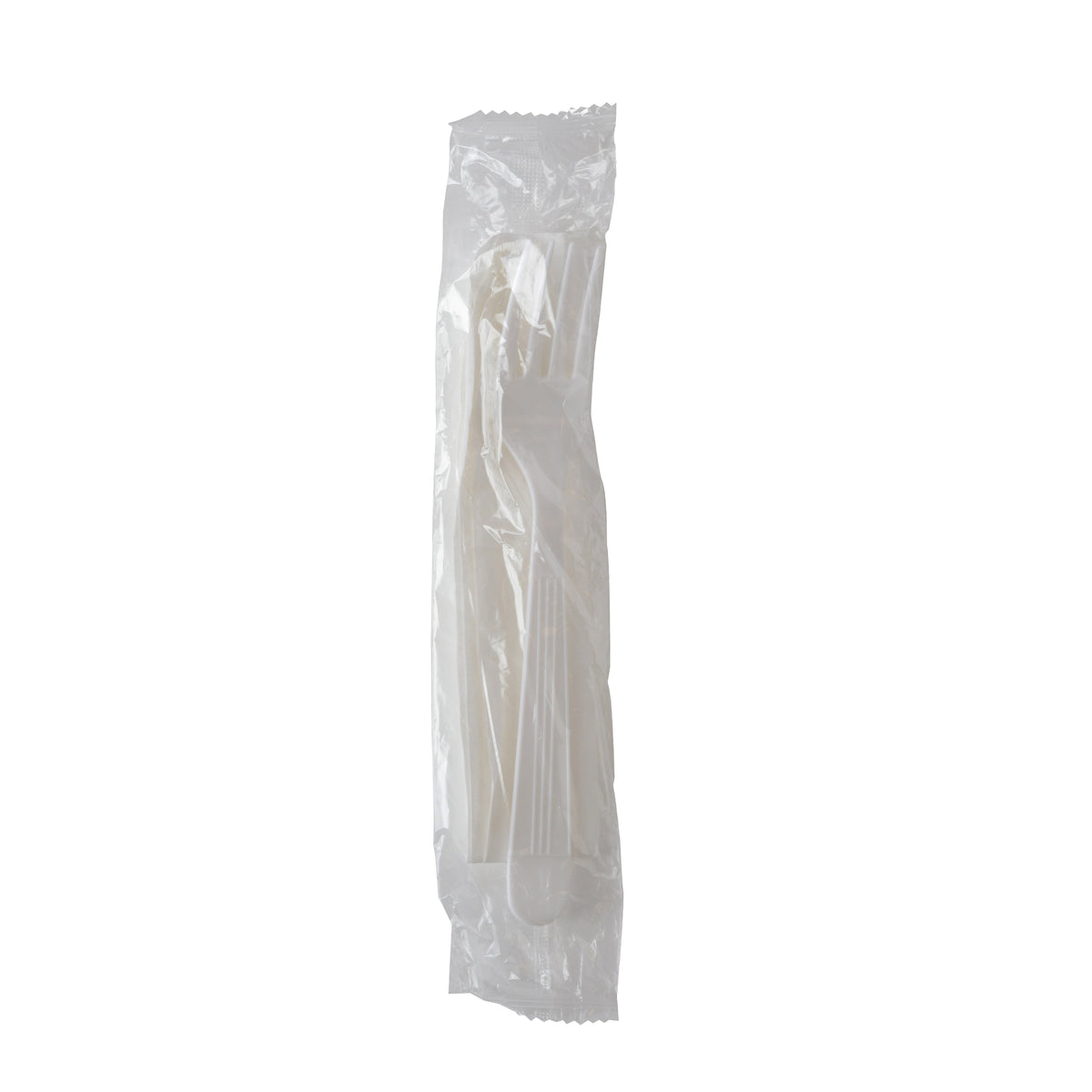 6.5" FORK WRAPPED W/ 13X13 1 PLY NAPKIN, PP BLACK, WHITE