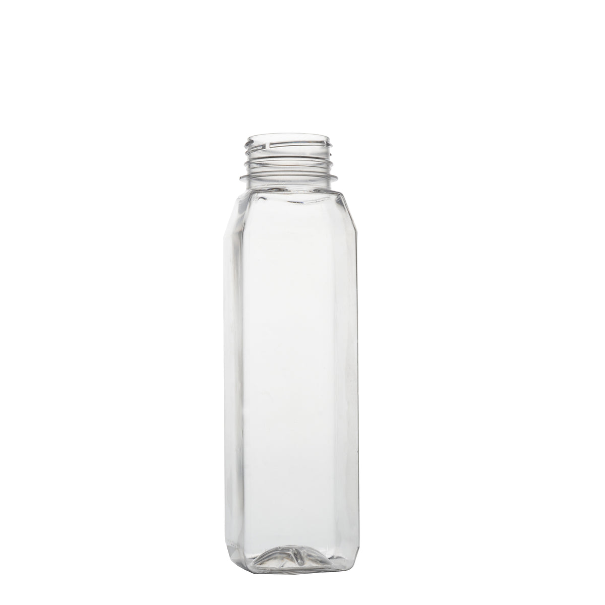 12 oz. Tall Square PET Clear Juice Bottle, Clear — Case of 198 (Item 321238)