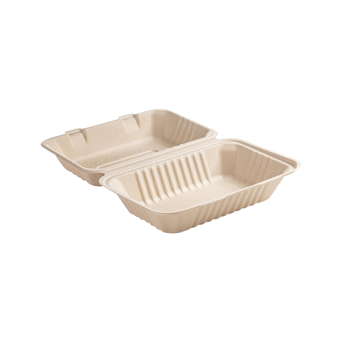 9" X 6" X 3.1" Rectangular Deep Hinged Container - PFAS Free, Tan — Case of 250 (Item 43RHD96)