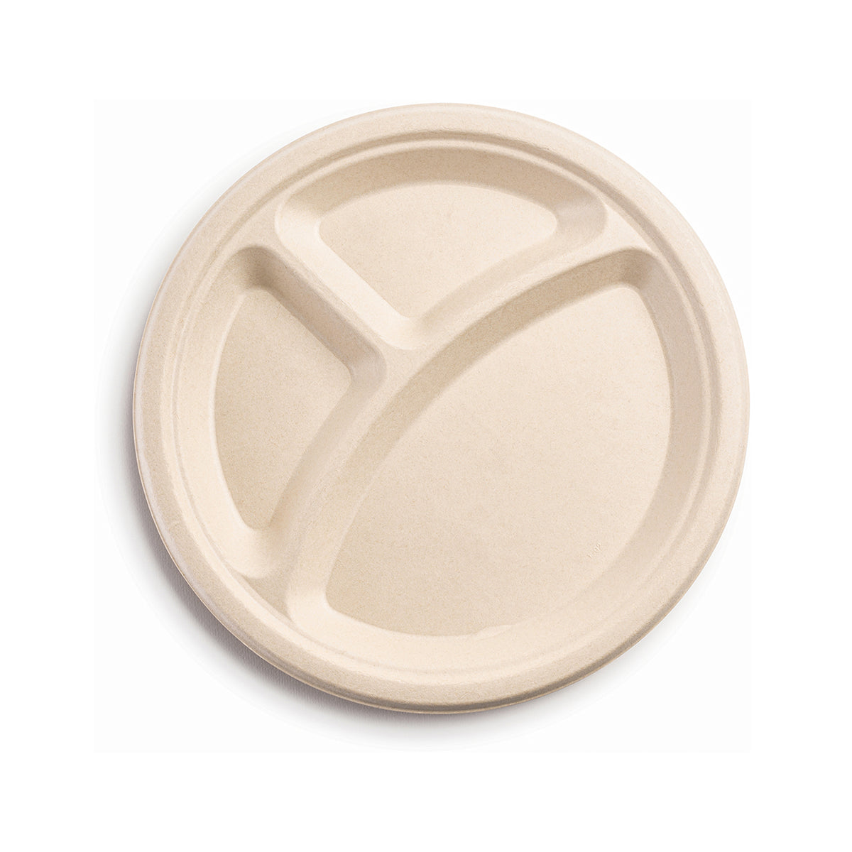 10" - 3 Section Round Plate - PFAS Free, Tan — Case of 500 (Item 43RP10S3)
