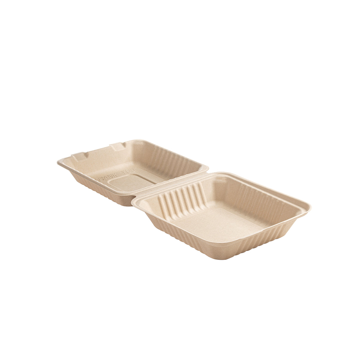 8" X 8" X 3.1" Deep Hinged Container - PFAS Free, Tan — Case of 200 (Item 43SHD8)