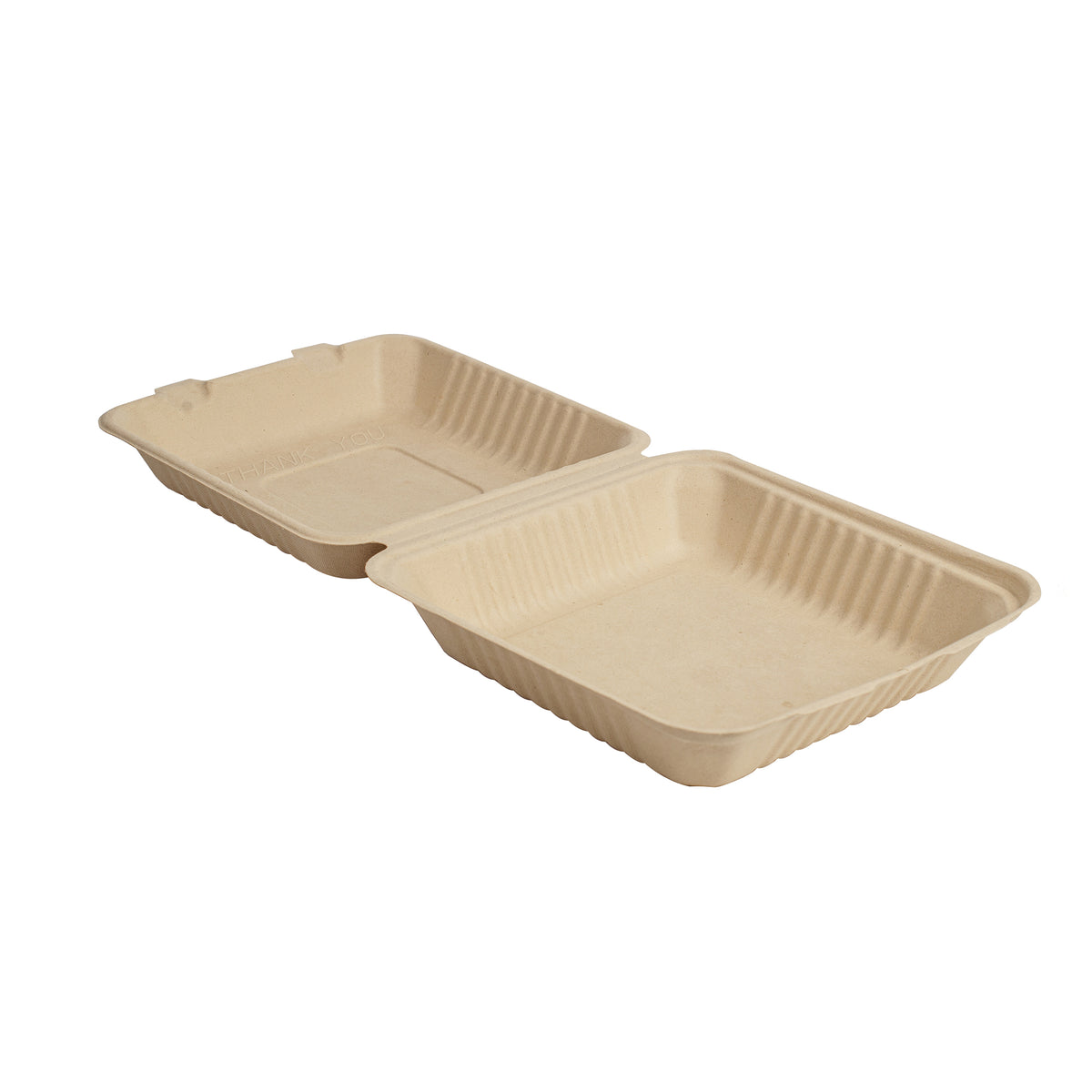 9" X 9" X 3.1" Deep Hinged Container - PFAS Free, Tan — Case of 200 (Item 43SHD9)