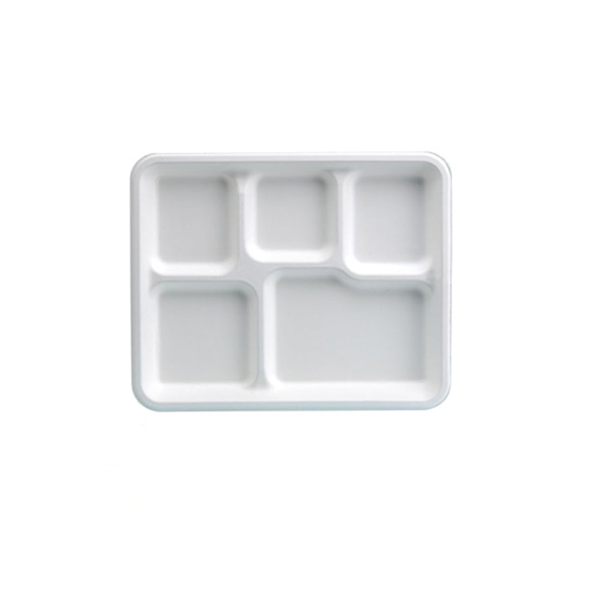 10" X 8" - 5 Section Tray - PFAS Free, White — Case of 500 (Item 43RCT108S5.WH)