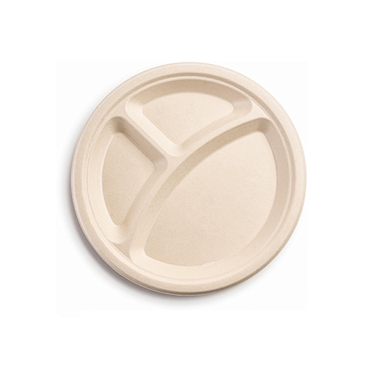 9" - 3 Section Round Plate - PFAS Free, Tan — Case of 500 (Item 43RP09S3)