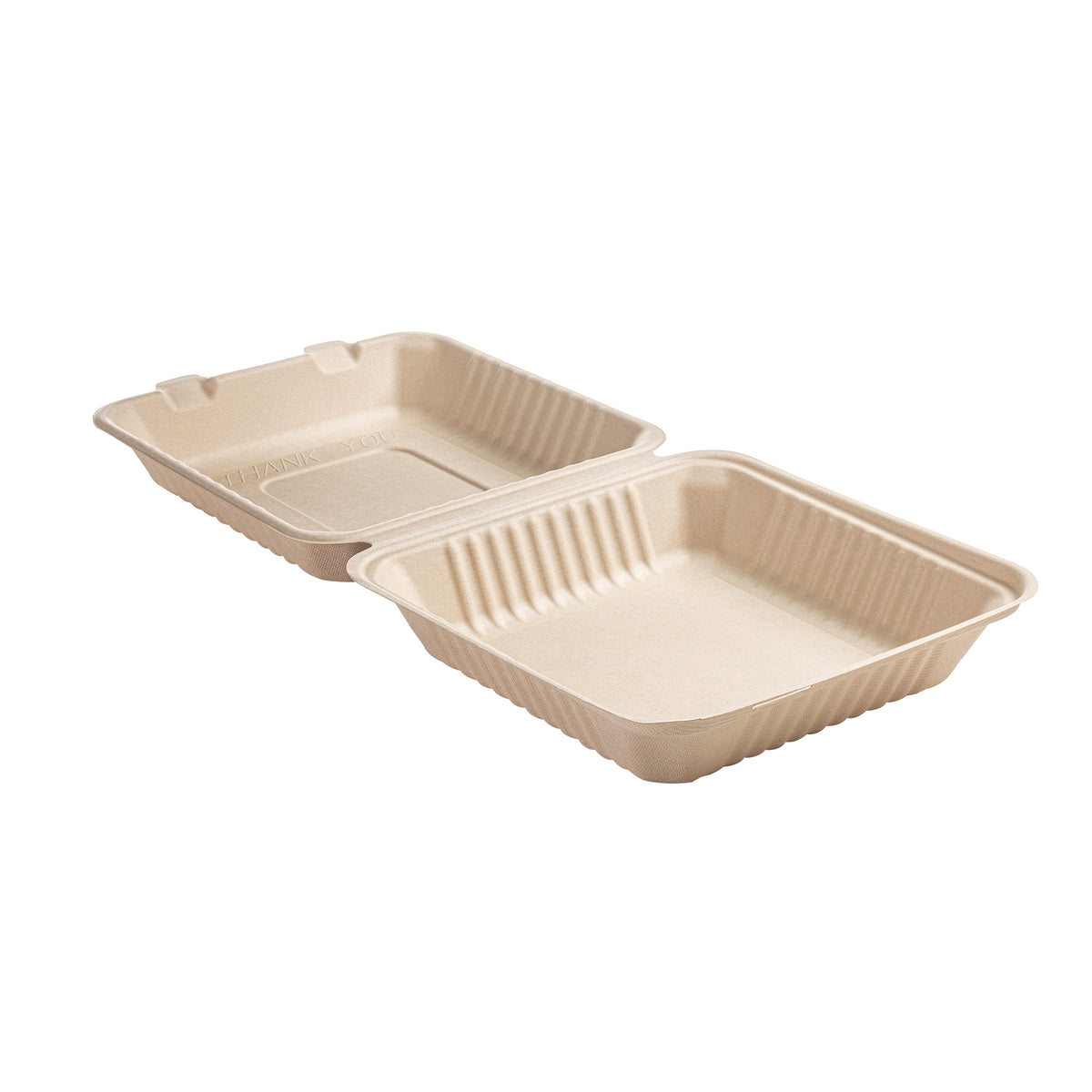 9" X 9" X 3.1" PLA Lined Hinged Container - Deep - PFAS Free, Tan — Case of 200 (Item 43SHDL9)