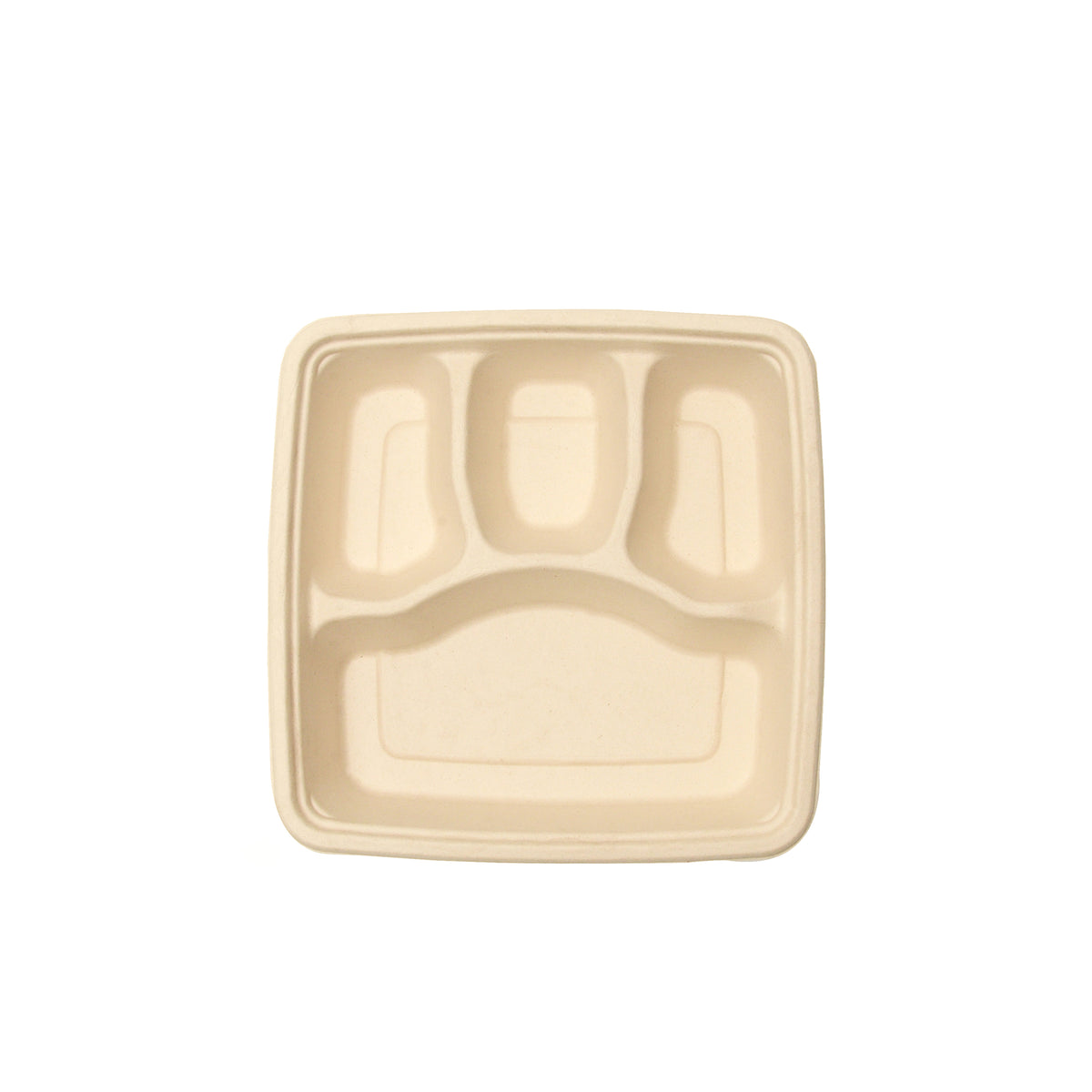 9" - 4 Section Square Tray - PFAS Free, Tan — Case of 2 (Item 43ST9S4)