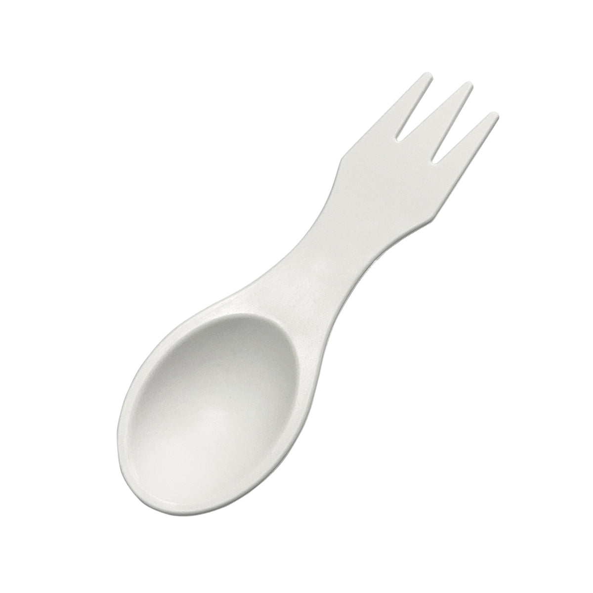 4.5" DOUBLE-SIDED UTENSIL - SPOON & FORK, PP WHITE