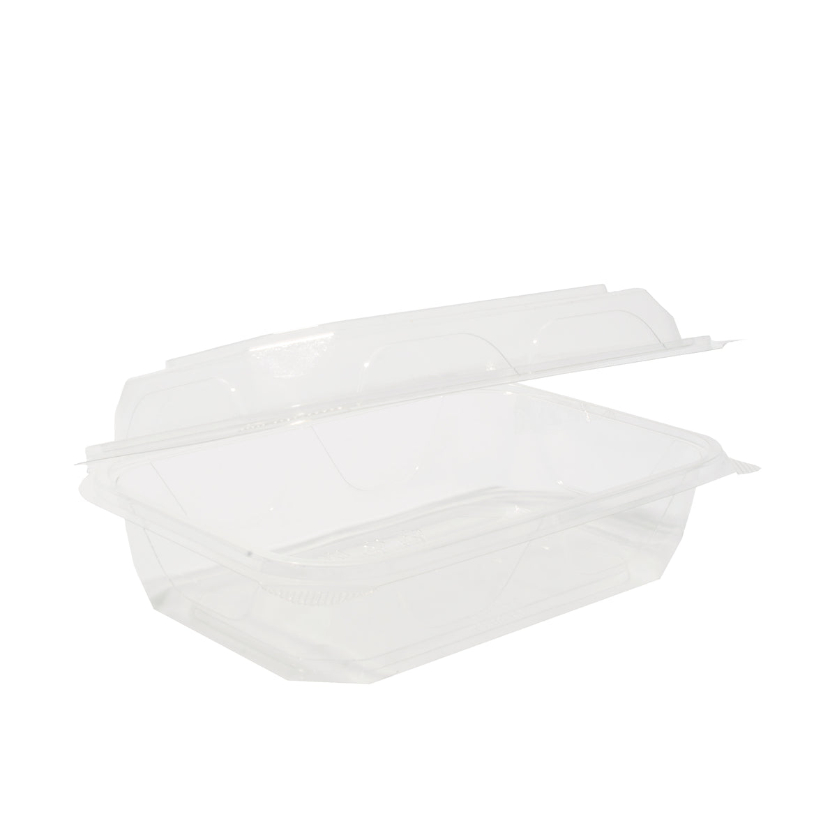 8" X 6" Rectangular Hinged PET Container, Clear — Case of 200 (Item 18RHD86.CL)