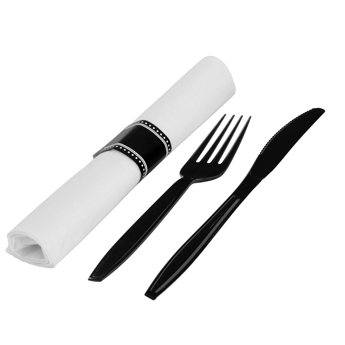 Napkin Roll - Fork,Knife, PS, Black — Case of 100 (Item 2520-BK)