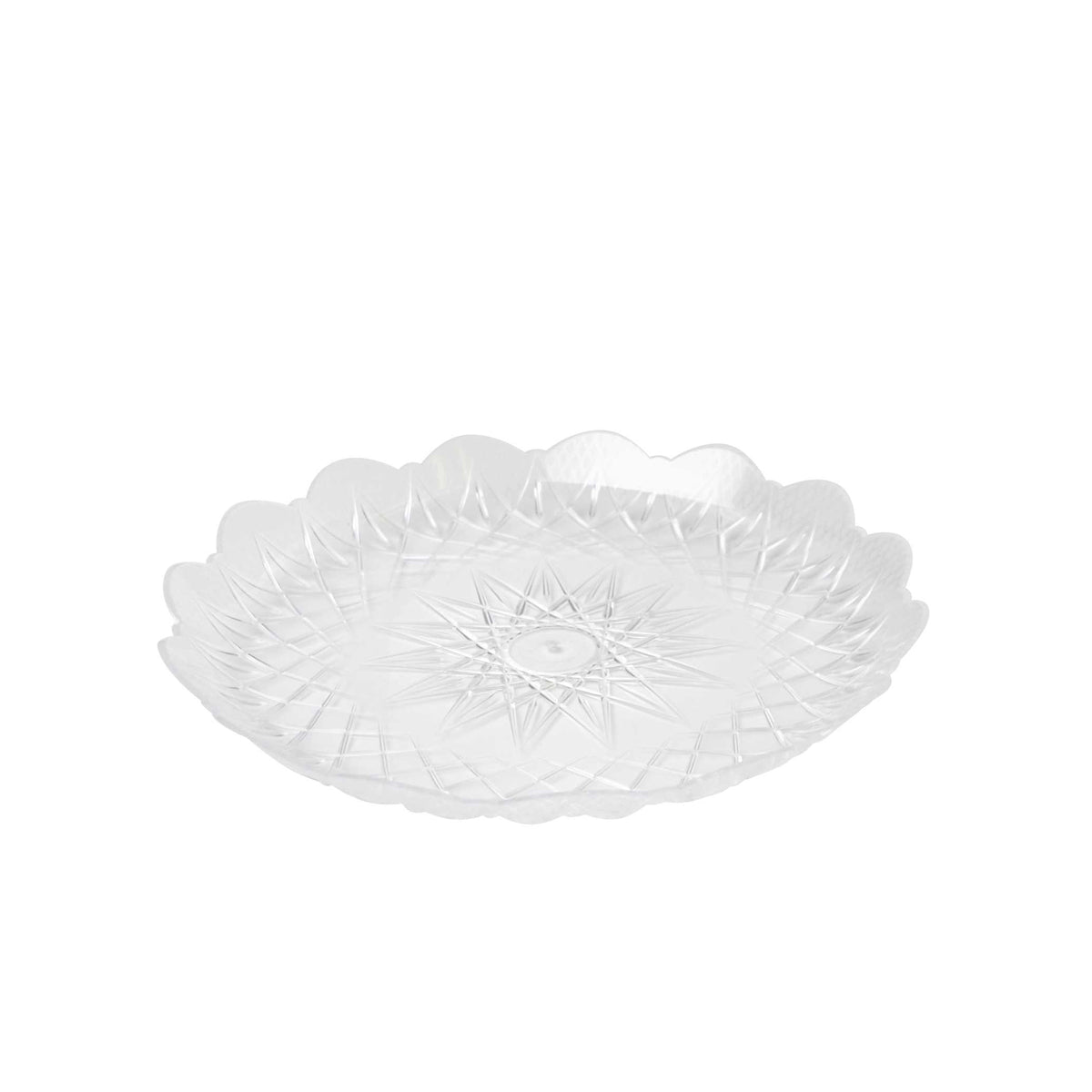 9" Scalloped Tray, Clear — Case of 120 (Item CCS09000.CL)