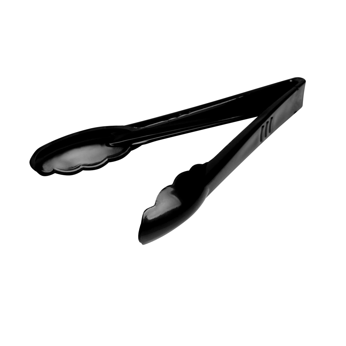9" Scalloped Edge Tong, PP, Black — Case of 72 (Item T9999.BK)