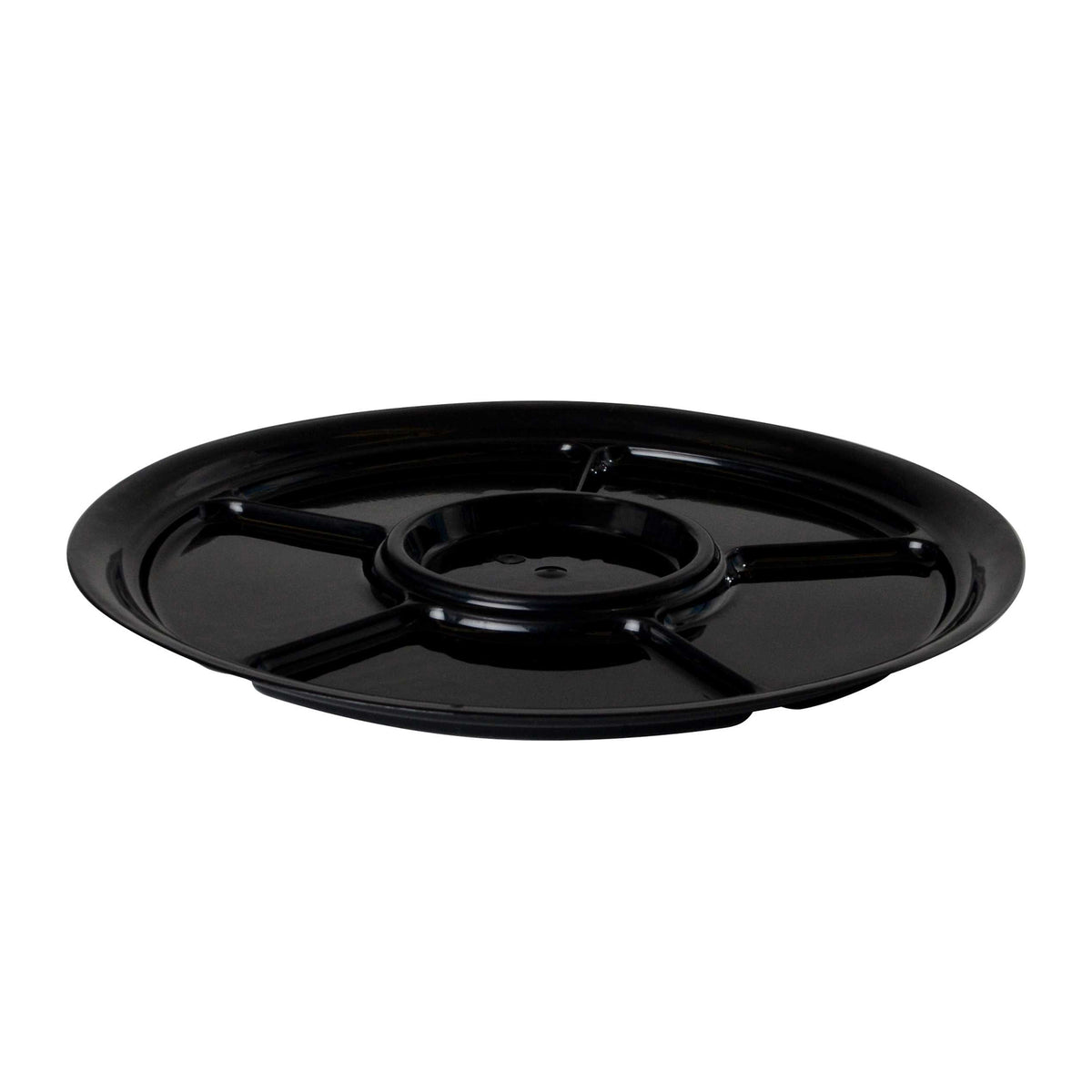 12" - 6 Compartment Tray, Polypro, Black (Fineline D12660PP.BK)