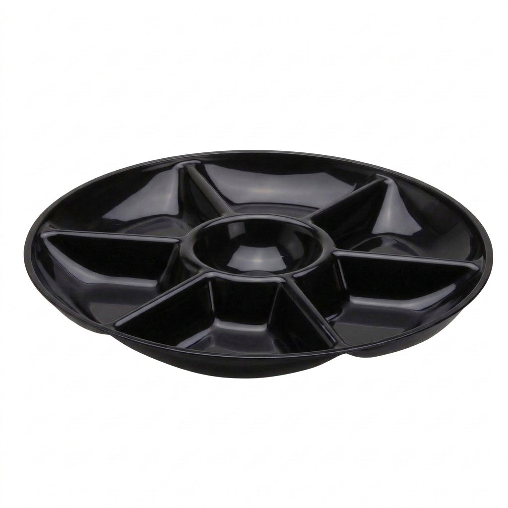 14" - 7 Compartment Tray, Black — Case of 25 (Item D14070.BK)