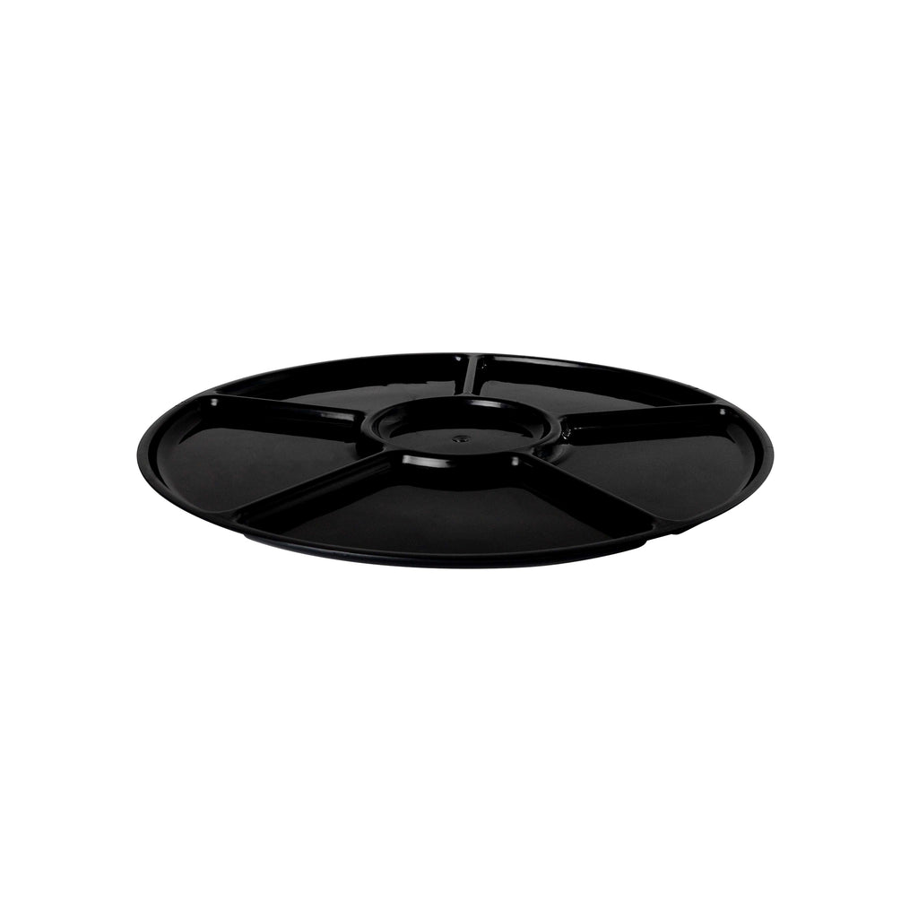16" - 6 Compartment Tray, Polypro, Black — Case of 25 (Item D61600PP.BK)