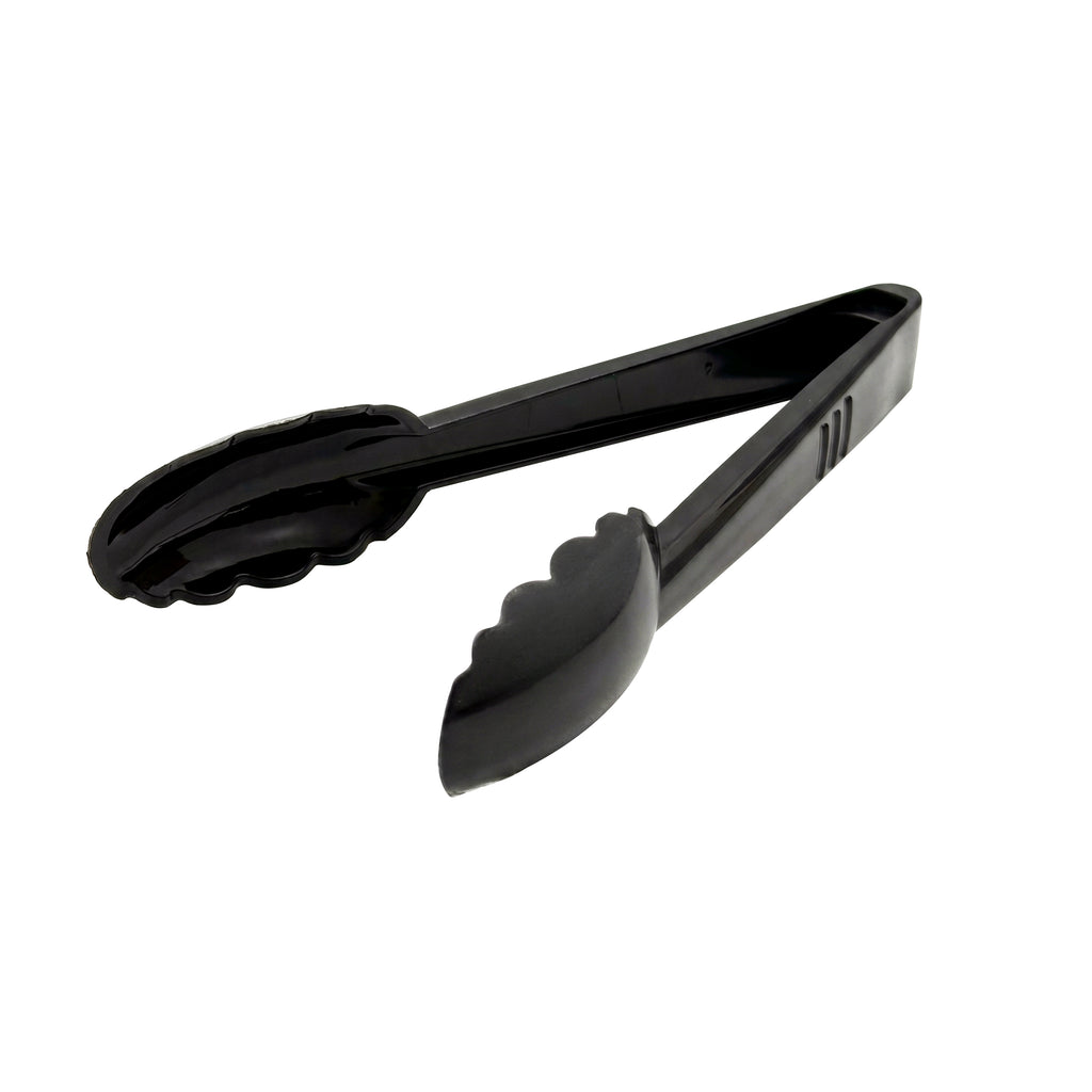 9" Scalloped Heavy Duty Tongs, Black — Case of 24 (Item 3390-BK)