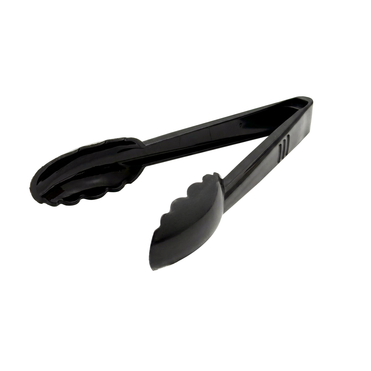 9" Scalloped Heavy Duty Tongs, Black — Case of 24 (Item 3390-BK)