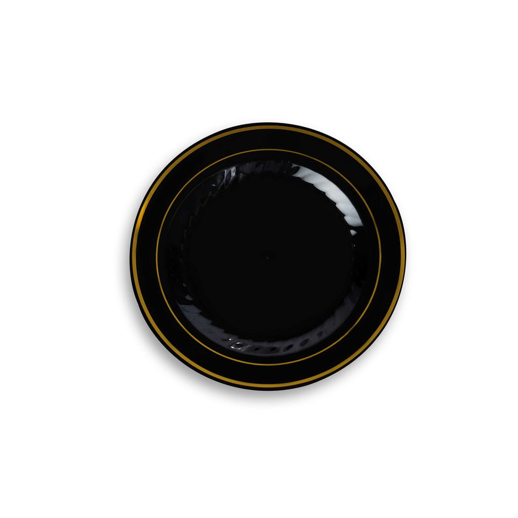 6" Plate, Black - Gold — Case of 150 (Item 506-BKG)