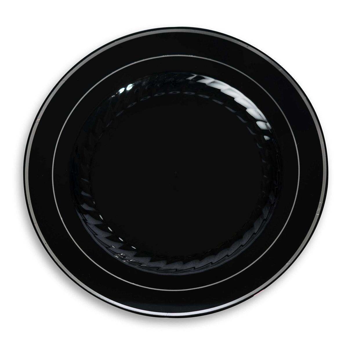 6" Plate, Black - Silver — Case of 150 (Item 506-BKS)