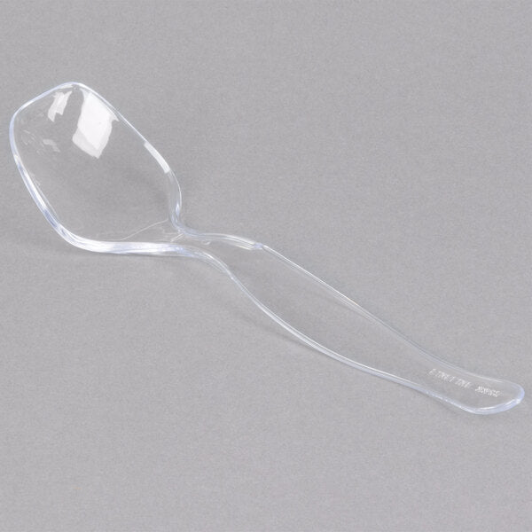 Fineline Clear Plastic 8 1/2" Serving Spoon - 144/Case Black, Clear, White