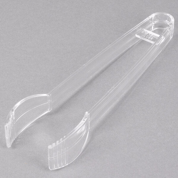 Fineline 7" Clear Plastic Tongs - 48/Case Black, Clear, White