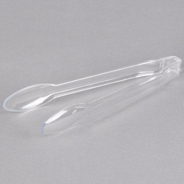 Fineline 12" Clear Plastic Serving Tongs - 48/Case Black, Clear, White