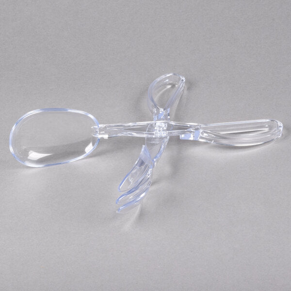 Fineline 1/2" Clear Plastic Salad Tongs - 48/Case Black, Clear, White