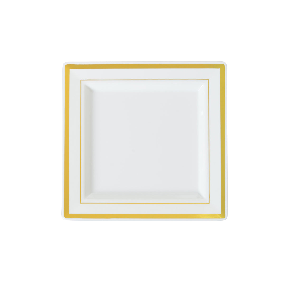 4.5" Square W/trim Cocktail Plate, Bone W/gold (Fineline 5504-BO)
