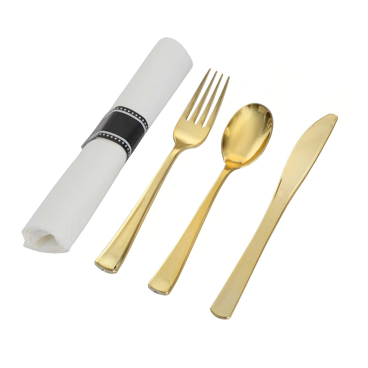 Napkin Roll - Fork,Spoon,Knife, Gold — Case of 70 (Item 7630)