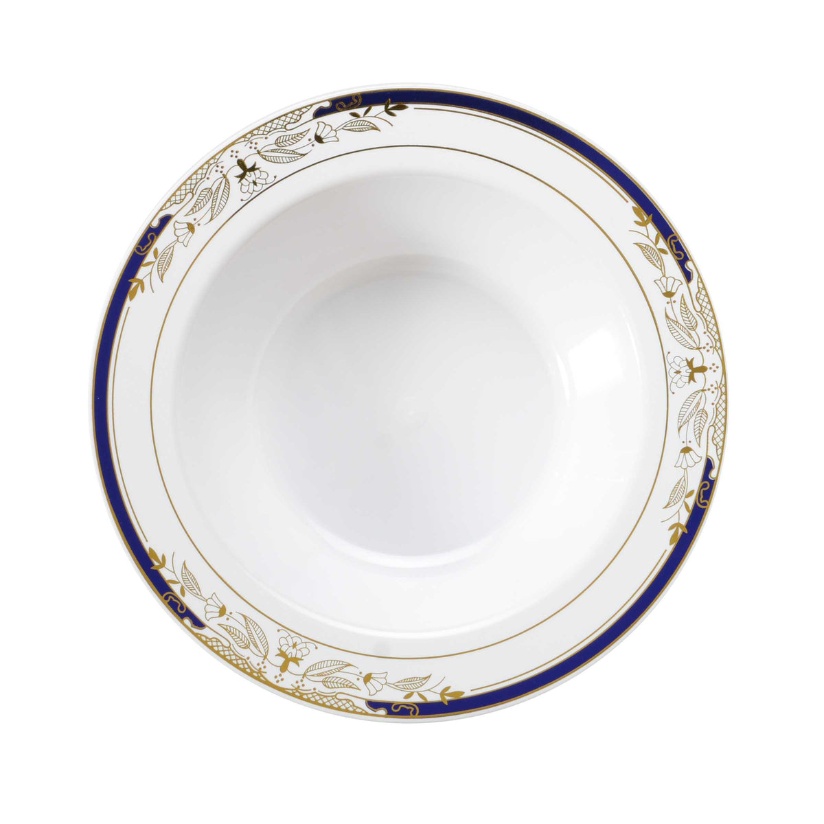 12 oz. Bowl, White, Blue-Gold — Case of 120 (Item 4912-WHBG)
