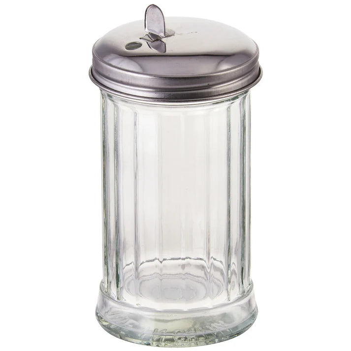 Sugar Pourer 12 oz Flap Top Winco Glass Base, Metal Top Winco G-102