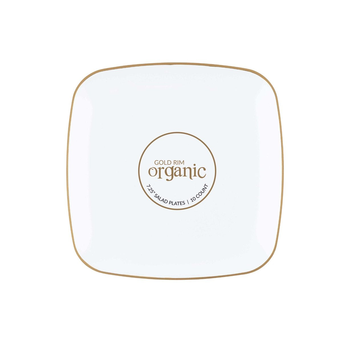 Organic Square White & Gold Rim Plates - 7.25" (BST-3753)