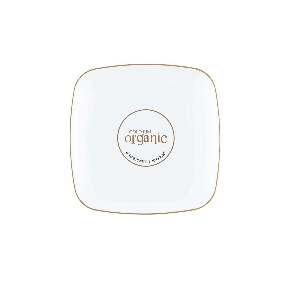 Organic Square White & Gold Rim Plates - 6" (BST-3752)