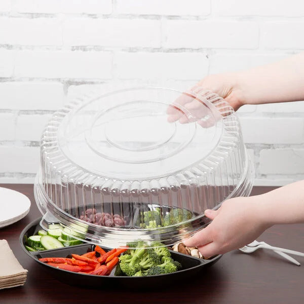 Fineline 14" Clear Plastic Round Tray Dome Lid - 25/Case
