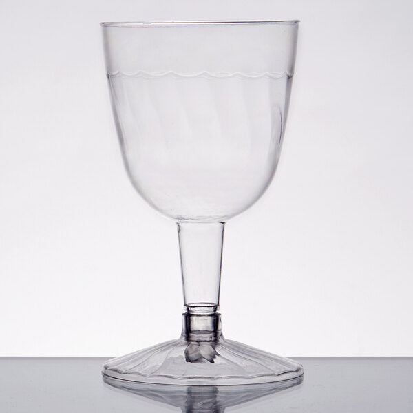 Fineline 5 oz. Clear 2-Piece Plastic Wine Goblet - 360/Case