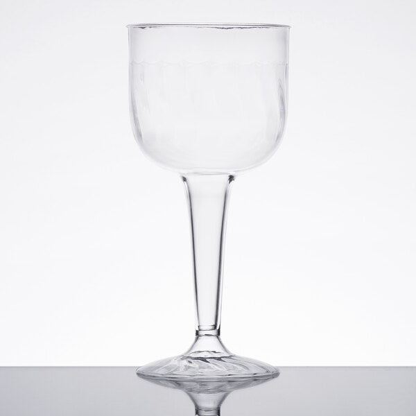 Fineline 8 oz. Clear 1 Piece Plastic Wine Goblet - 96/Case