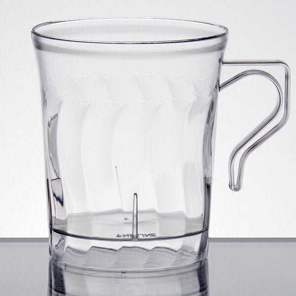 Fineline Flairware 8 oz. Plastic Coffee Mug Select Color Clear White Black- 288/Case